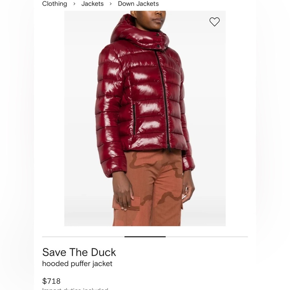 Save the Duck Short Jacket Puffer Hooded Burgundy Size L